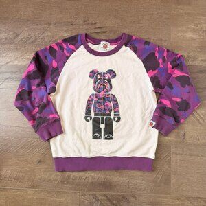 A BATHING APE (BAPE) Kids Color Camo Painting College Crewneck Sweatshir